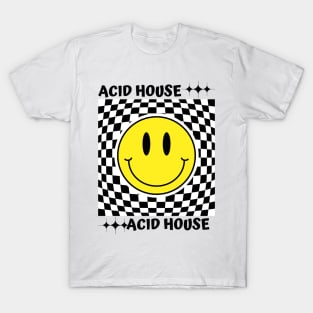 ACID HOUSE  - Checker Smiley (Black) T-Shirt